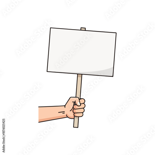 Hand holding an empty protest sign