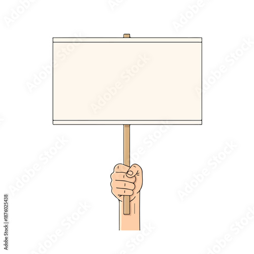 Hand holding an empty protest sign