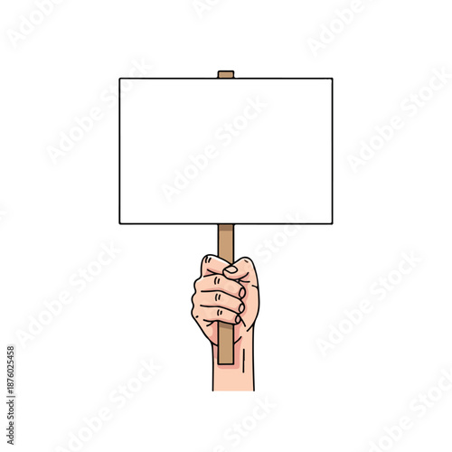 Hand holding an empty protest sign