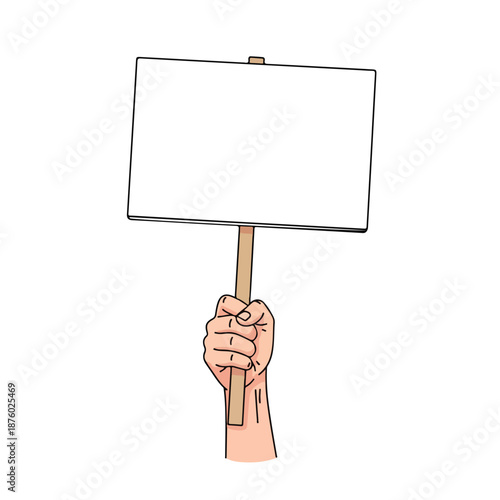 Hand holding an empty protest sign