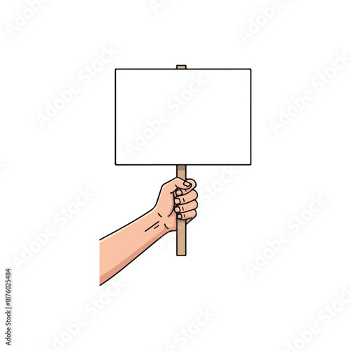 Hand holding an empty protest sign