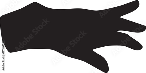 black silhouette of a human hand making a gesture, likely a pointing or reaching motion. 