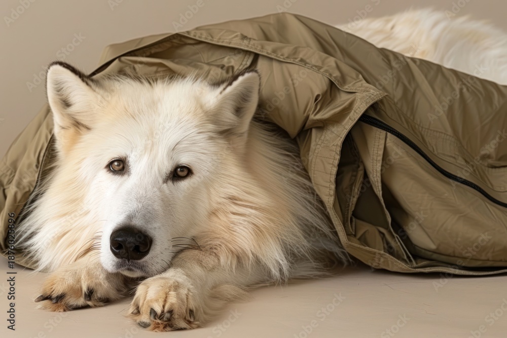 Obraz premium Apparel fox hat mockup pet clothing blanket.