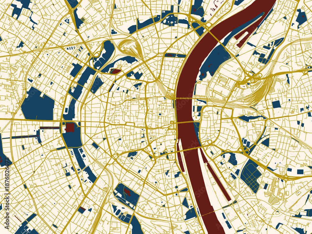 Obraz premium Modern flat map of Koln, Germany