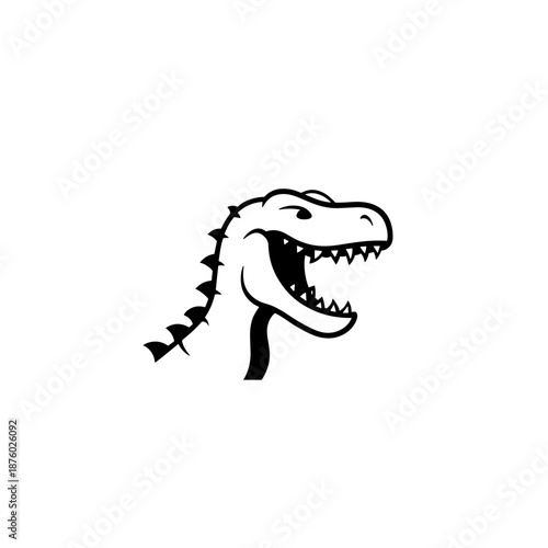 Giganotosaurus. Giganotosaurus simple black and white line art vector logo