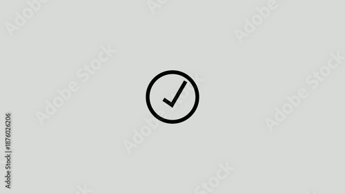 Foto Black checkmark in circle on gray background