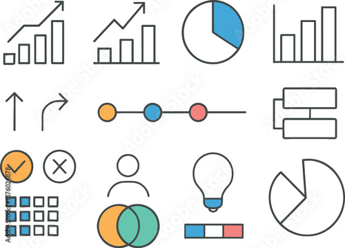 visual explanation tools, professional layout assets, marketing infographic graphics, information design elements, corporate branding visuals, simple iconography,