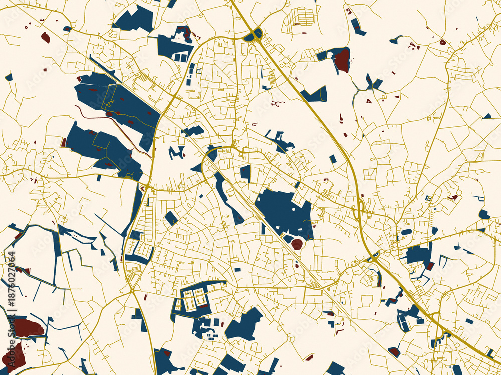Fototapeta premium Pinneberg, Germany – minimalist flat city map