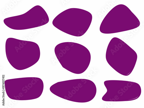 Abstract purple blob bundle set. Vector purple random simple blobs. Abstract wavy blobs.