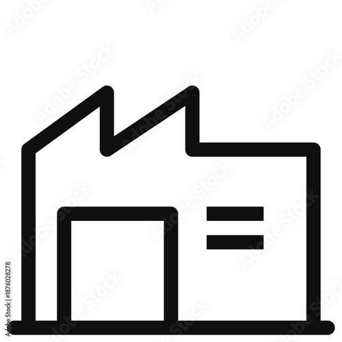 Simple line illustration of a building or structure with geometric shapes