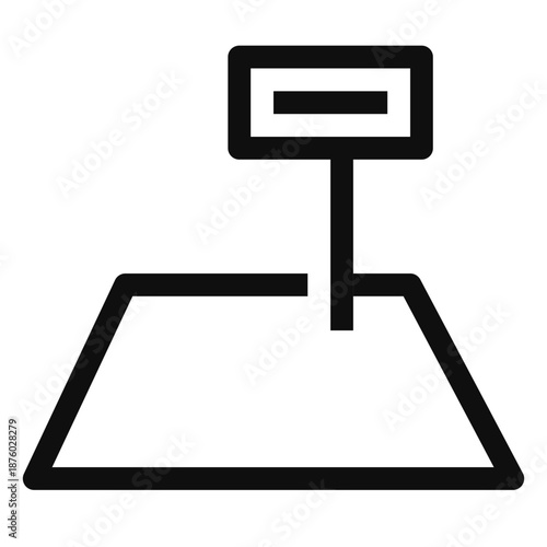 A minimalist illustration of a simple graphic display on a stand