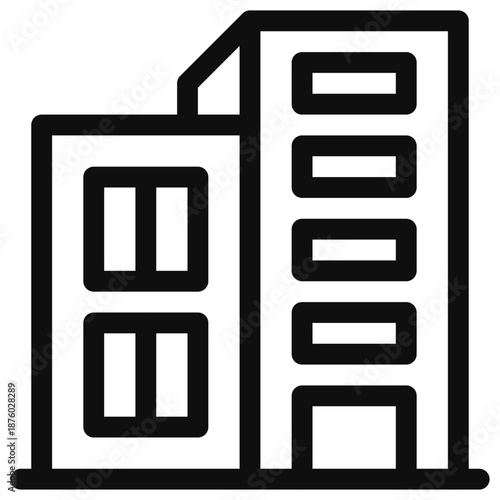 Modern building illustration with clean lines and minimalist design