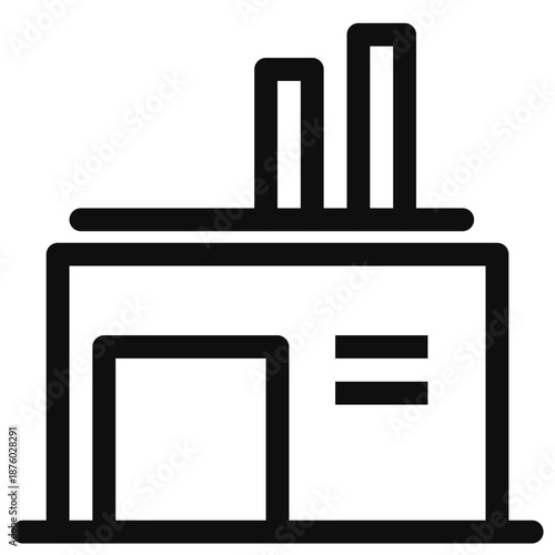 Industrial Factory Building with Smokestacks and Equal Sign Symbol