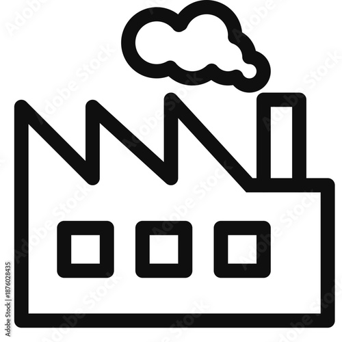 Industrial factory with smoke emission illustration