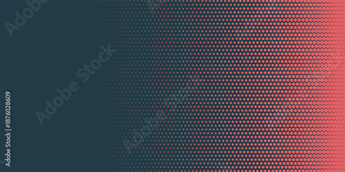 Vector Halftone Pattern Smooth Curved Border Red Blue Abstract Background. Dots Rounded Squares Blurry Pattern Pop Art Design Texture.