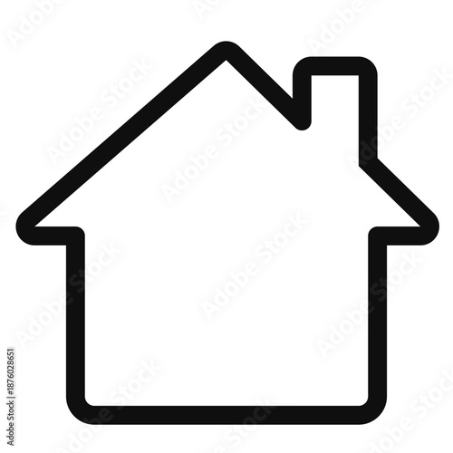 Simple black house icon illustration on a white background viewed from the front