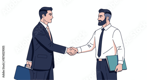 Two professional businessmen shaking hands in agreement.