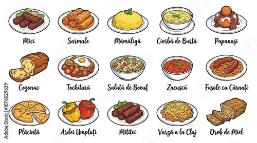 Assorted traditional dishes on plates displayed on a table, showcasing various culinary delights and cultural cuisine