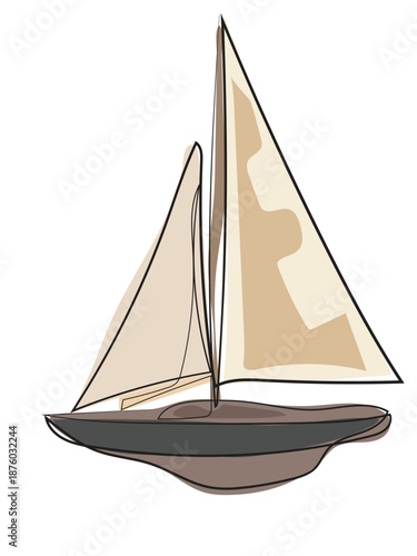 Sailboat in a continuous line drawing style.