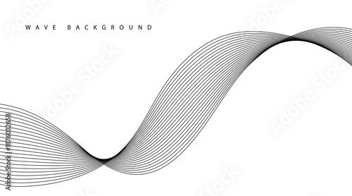 Abstract wave line pattern background black curved lines on white minimal design