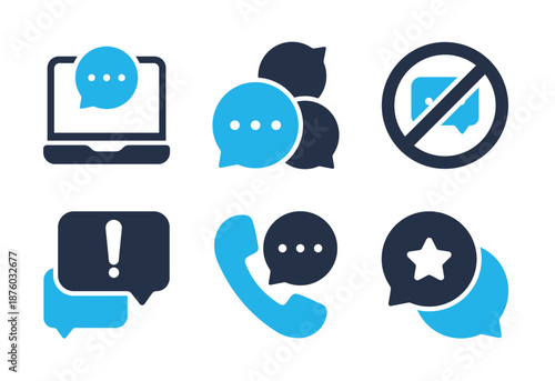 Communication and Message icon set. Solid glyph series icons