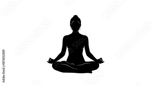 silhouette of a woman in yoga position vector