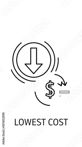 Wallpaper Mural Arrow Down Symbol With Dollar Coin Lowest Cost Graphic Animation Torontodigital.ca