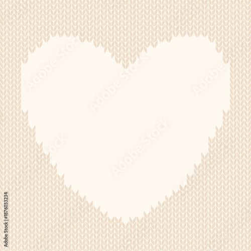 ベージュのハート編み模様イラスト　アイボリー背景　外側ニットタイプ　Web　Adobe Illustrator Artwork