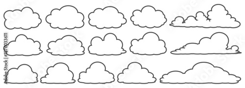 cloud bubble illustration with outline style.	
