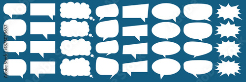 A set of chat box designs for comments on social media or comics. Vector designs of speech bubbles, text boxes, and conversation chat columns in comics.	
