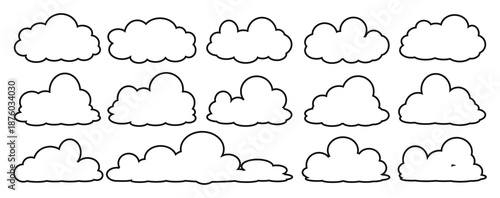 cloud bubble illustration with outline style.	
