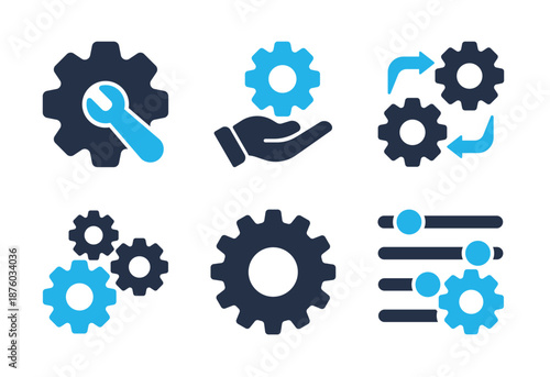 System Configuration and Optimization icon set. Solid glyph series icons