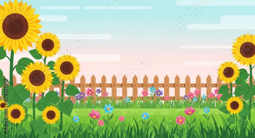 sunflower field and fence