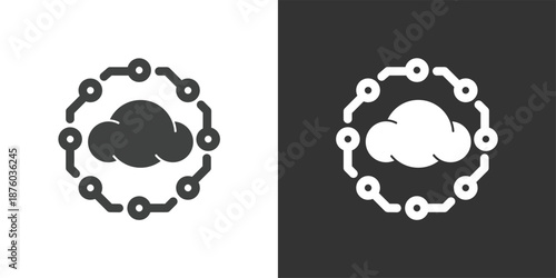 Cloud Network Security icon. Solid glyph series icon