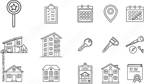 Property Management line editable icon set