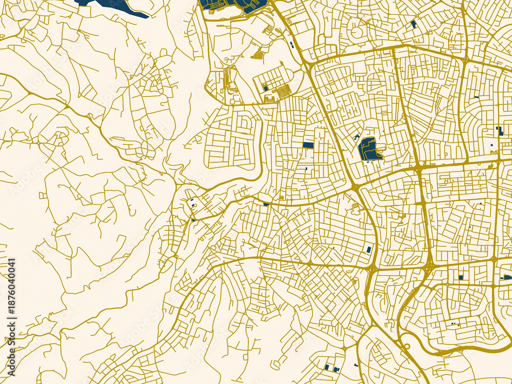 Obraz premium Urban map background of Wadi as Sir, Jordan