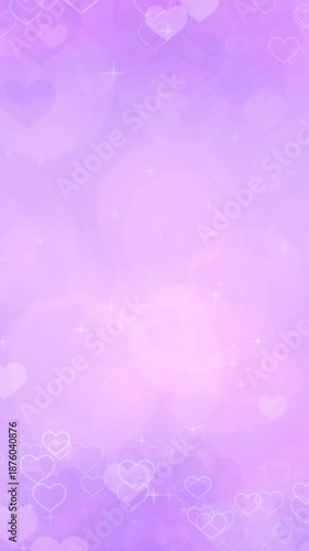 パステルパープルのハートがゆっくり上昇する縦長（9:16）ループ背景動画 / Pastel Purple Hearts Floating Up Slowly Vertical 9:16 Loop
