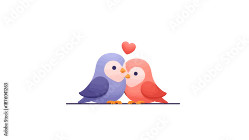 Two Cute Birds Nuzzling Together With A Heart Symbol Overhead Symbolizing Love And Affection In A Tender Moment Of Connection