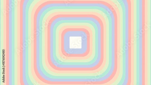 Concentric Expanding Pastel Rounded Square Tunnel 4K Seamless Loop