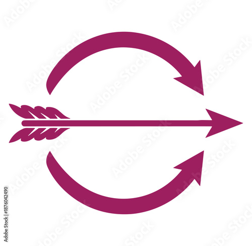 Purple arrow in circular motion symbolizing recycling or reuse concept