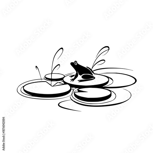 Leap into happiness with this adorable frog chilling on lily pads a perfect dose of nature's cuteness today