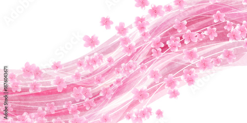 桜　和柄　水彩　背景