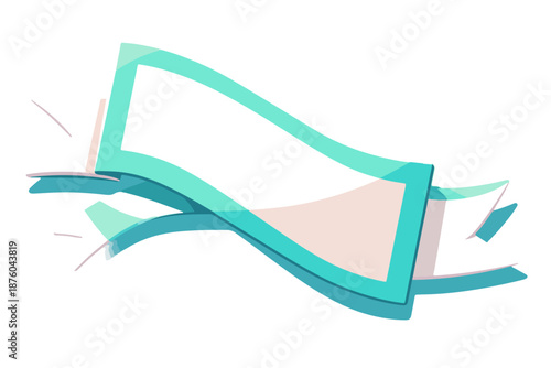 Abstrakte, transparente Bänder mit leichten Wellen und Schatteneffekten auf weißem Hintergrund