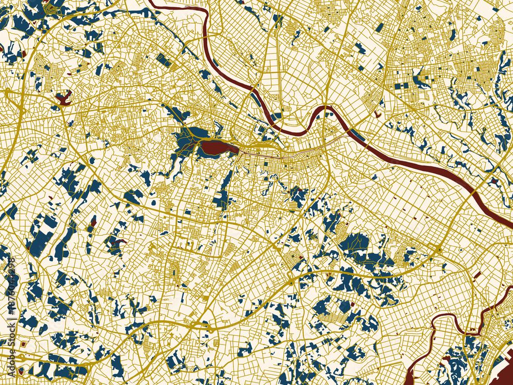 Fototapeta premium Modern flat map of Mito, Japan
