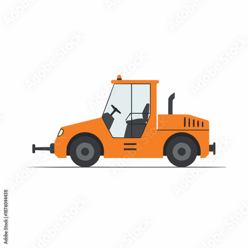 Flat Design Vector Illustration of an Orange Airport Tow Tug or Pushback Tractor Vehicle Isolated on White Background for Aviation and Logistics Concepts