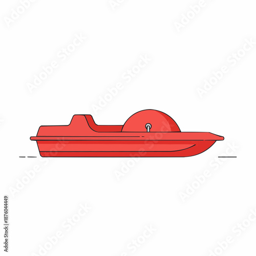 Red Pedal Boat Vector Illustration Icon. Recreational Watercraft Used for Leisure and Travel on Lakes or Ponds.