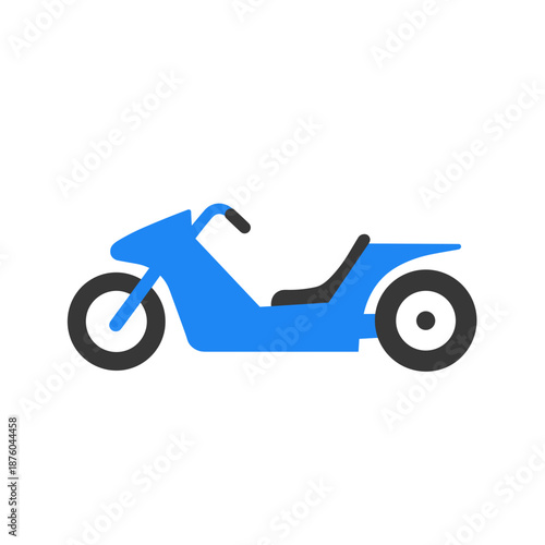 Blue Motorcycle Icon Vector Illustration. Simple flat design graphic symbol representing transport, commuting, vehicles, and speed.