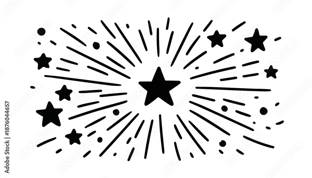Obraz premium Abstrakte Sternenexplosion mit transparentem Hintergrund, ideal für Designelemente und Feierlichkeiten.