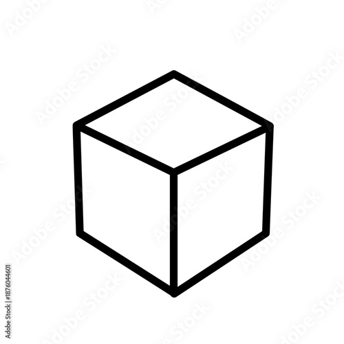 Simple 3D Cube Outline Icon. Minimalist Geometric Shape Vector Illustration for Design and Mathematics.