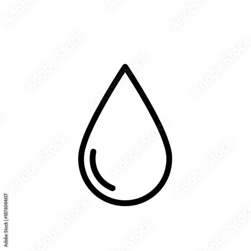 Water Drop Line Icon. Simple Outline Vector Illustration of a Liquid Droplet Symbol, Suitable for Representing Hydration, Purity, Environment, Science, or Graphic Interface Elements.